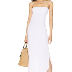 ROBE MAXI WEST White Organic Rib