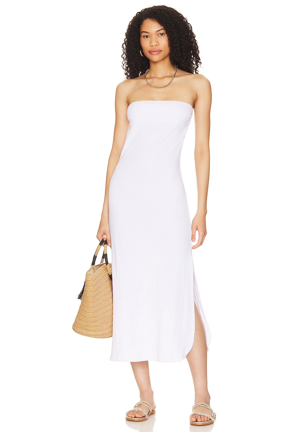 ROBE MAXI WEST White Organic Rib 3 ROBE MAXI WEST White Organic Rib