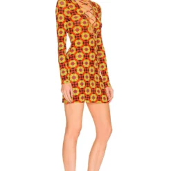 ROBE COURTE V NECK LACE UP Black Multi -Pas Cher Tendricia Magasin WWWR WD40 V2