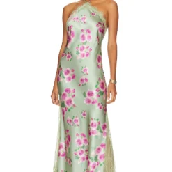 ROBE MAXI DOS-NU EN DENTELLE Blurred Roses Black Multi -Pas Cher Tendricia Magasin WWWR WD80 V1