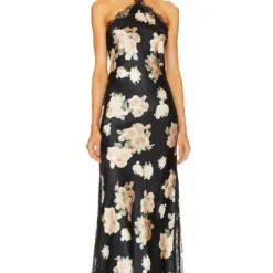 ROBE MAXI DOS-NU EN DENTELLE Blurred Roses Black Multi -Pas Cher Tendricia Magasin WWWR WD89 V1 1