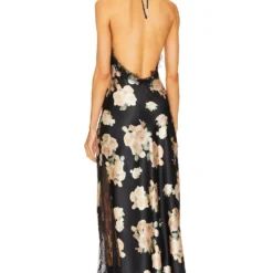 ROBE MAXI DOS-NU EN DENTELLE Blurred Roses Black Multi -Pas Cher Tendricia Magasin WWWR WD89 V3