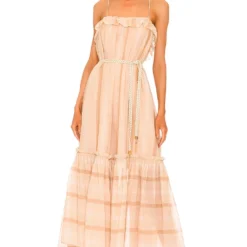 Zimmermann ROBE RUFFLE HEM LONG Biscuit