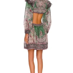 Zimmermann ROBE RUFFLE MINI Teal Paisley -Pas Cher Tendricia Magasin ZIMM WD321 V3