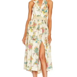 Zimmermann ROBE CHEMISE CLOVER HALTER Honey Peony Floral