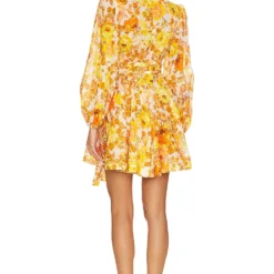 Zimmermann ROBE COURTE RAIE Yellow & Orange Floral -Pas Cher Tendricia Magasin ZIMM WD396 V3