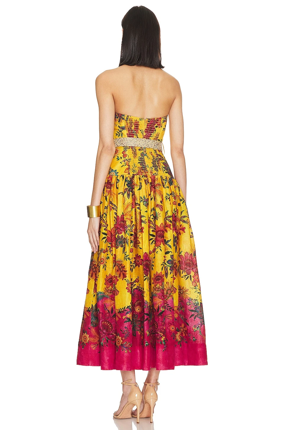 Zimmermann ROBE MI-LONGUE GINGER Pink & Yellow Floral 5 Zimmermann ROBE MI-LONGUE GINGER Pink & Yellow Floral – Image 3