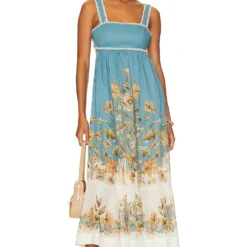 Zimmermann ROBE MI-LONGUE CHINTZ Blue Daisy Floral
