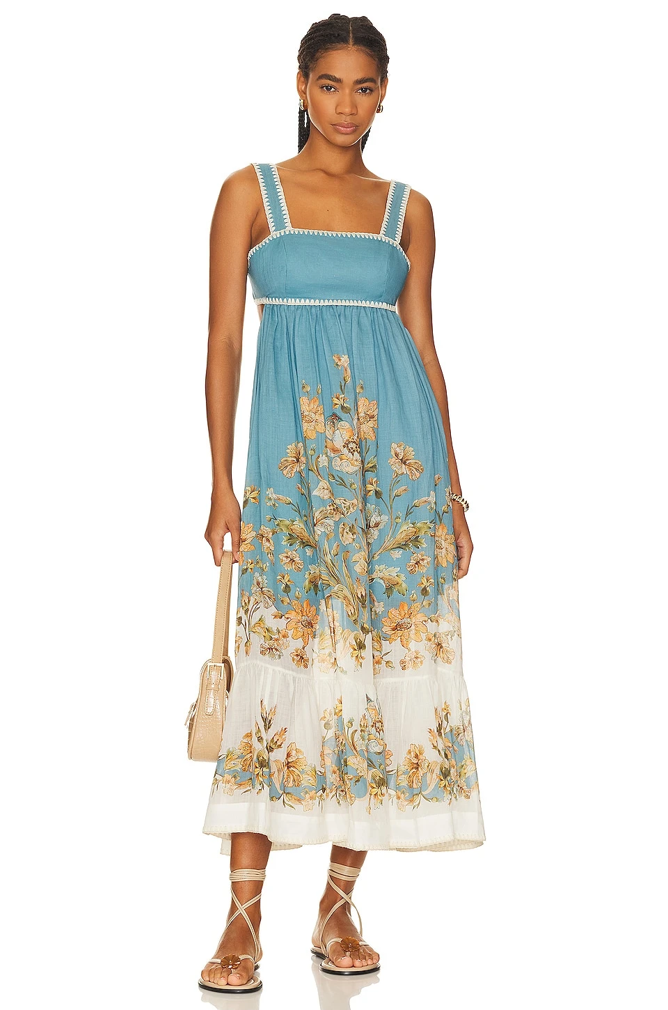 Zimmermann ROBE MI-LONGUE CHINTZ Blue Daisy Floral 3 Zimmermann ROBE MI-LONGUE CHINTZ Blue Daisy Floral